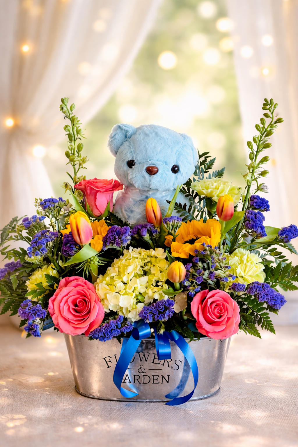 teddy and flowers